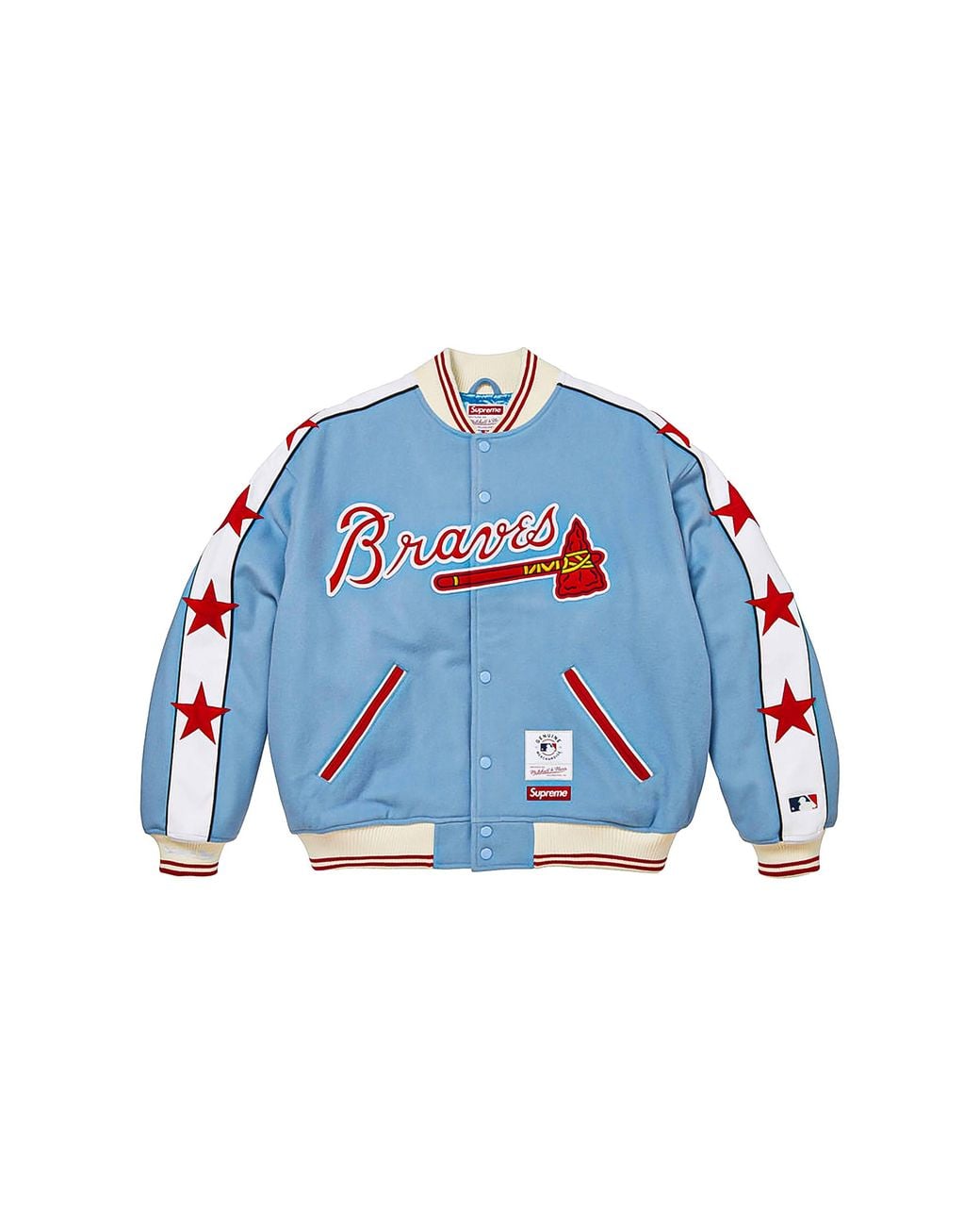 Supreme Blue Mitchell & Ness Teams Varsity Jacket "Ss26