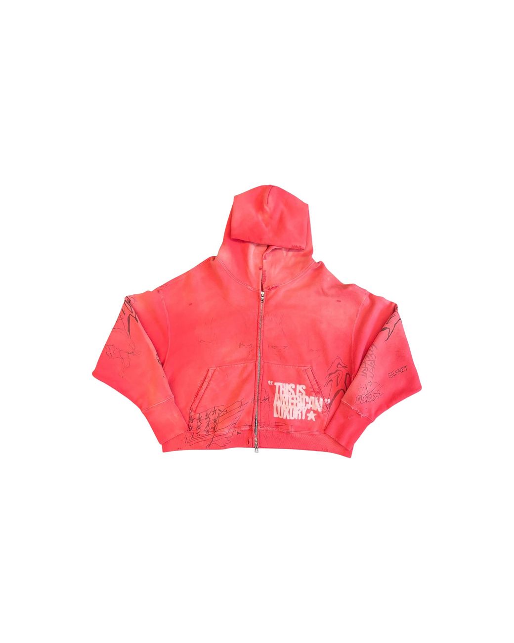 SEKRIT Red Time Capsule Zip-Up Hoodie "Faded" Ss26 Sek Hd03" for men