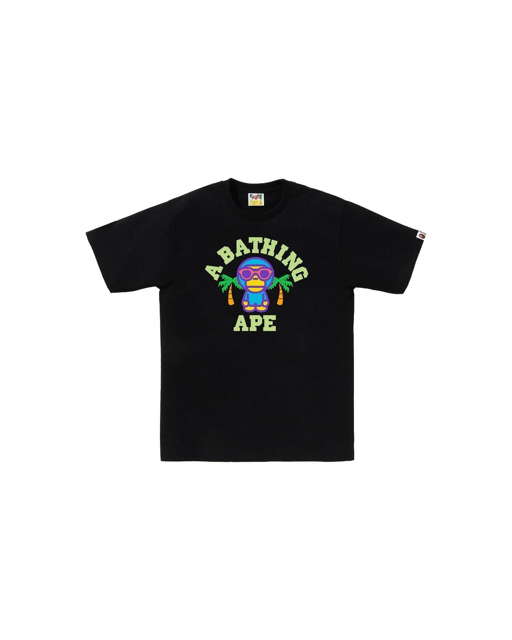A Bathing Ape Black Colors Milo College Summer T-Shirt 095" for men