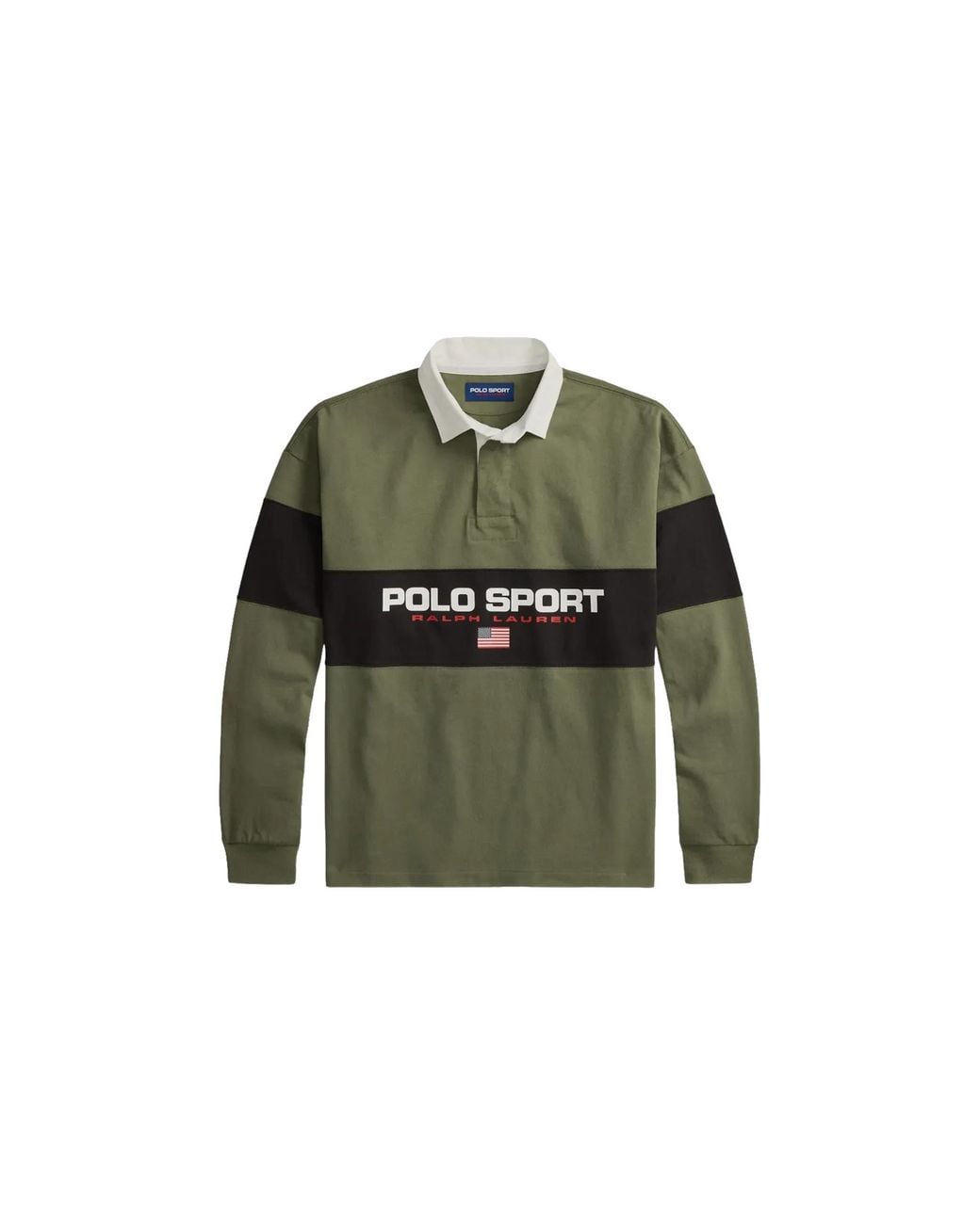 Polo Ralph Lauren Green Sport Big Fit Ls Rugby /Multi" 710B27846002" for men