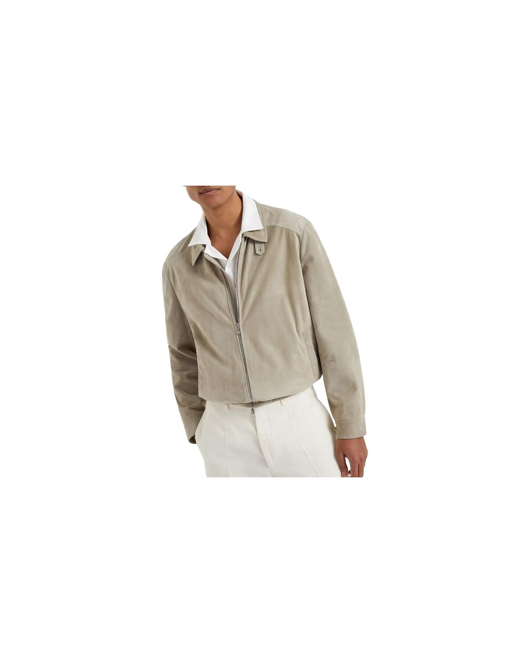 Brunello Cucinelli Black Leather Zip-Front Jacket "Jackfruit" Brun2843" for men