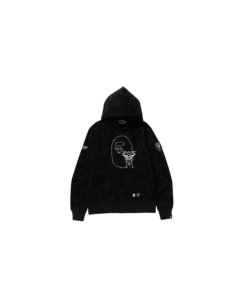 A Bathing Ape Black Inter Miami Cf Camo Hooded Sweatshirt 1J73 114 903" for men