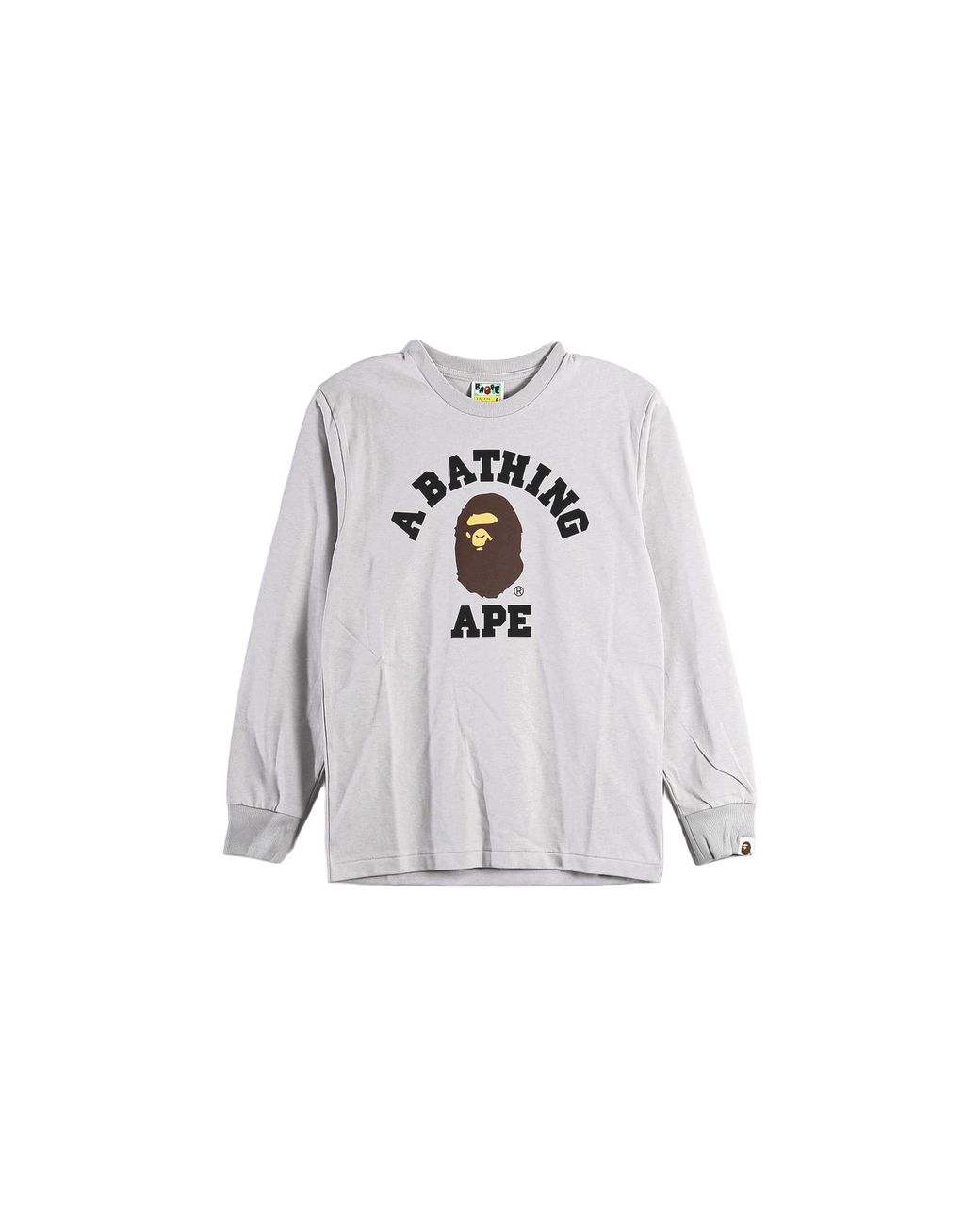 A Bathing Ape Black College Long-Sleeve T-Shirt 1M80111051 Gra" for men