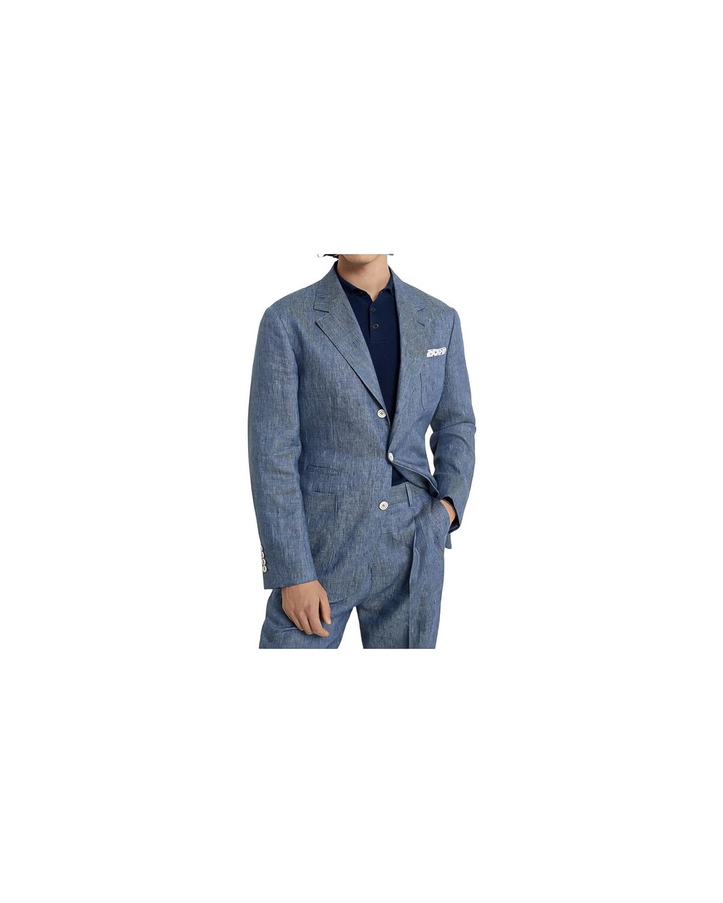 Brunello Cucinelli Blue Single-Breasted Linen Blazer Brun954" for men