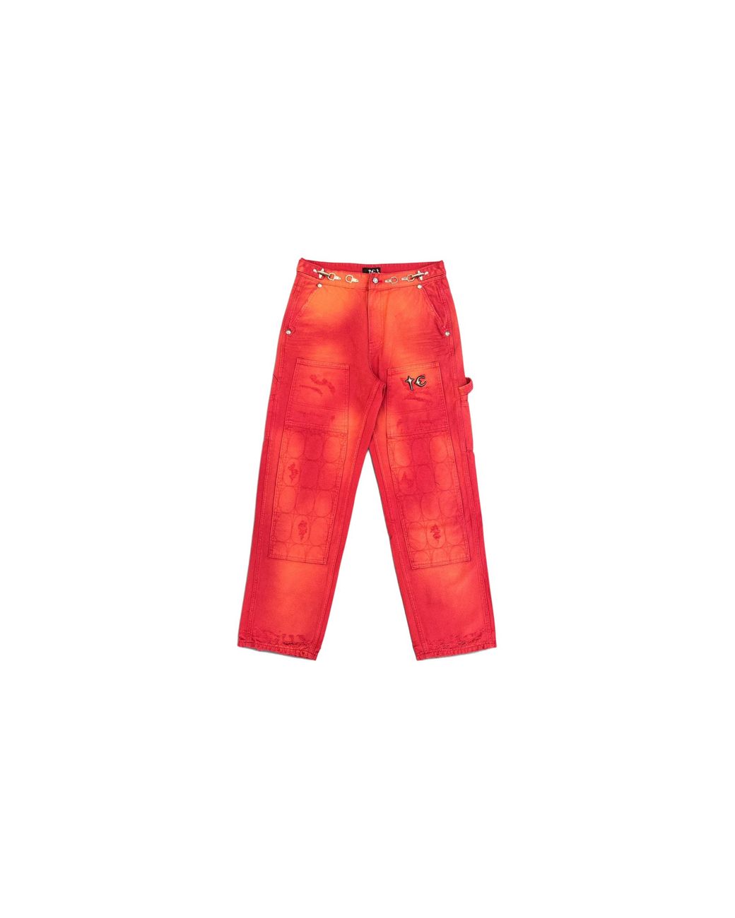 THUG CLUB Red Tc Two-Tone Washed Pants Tc26Pt0402" for men