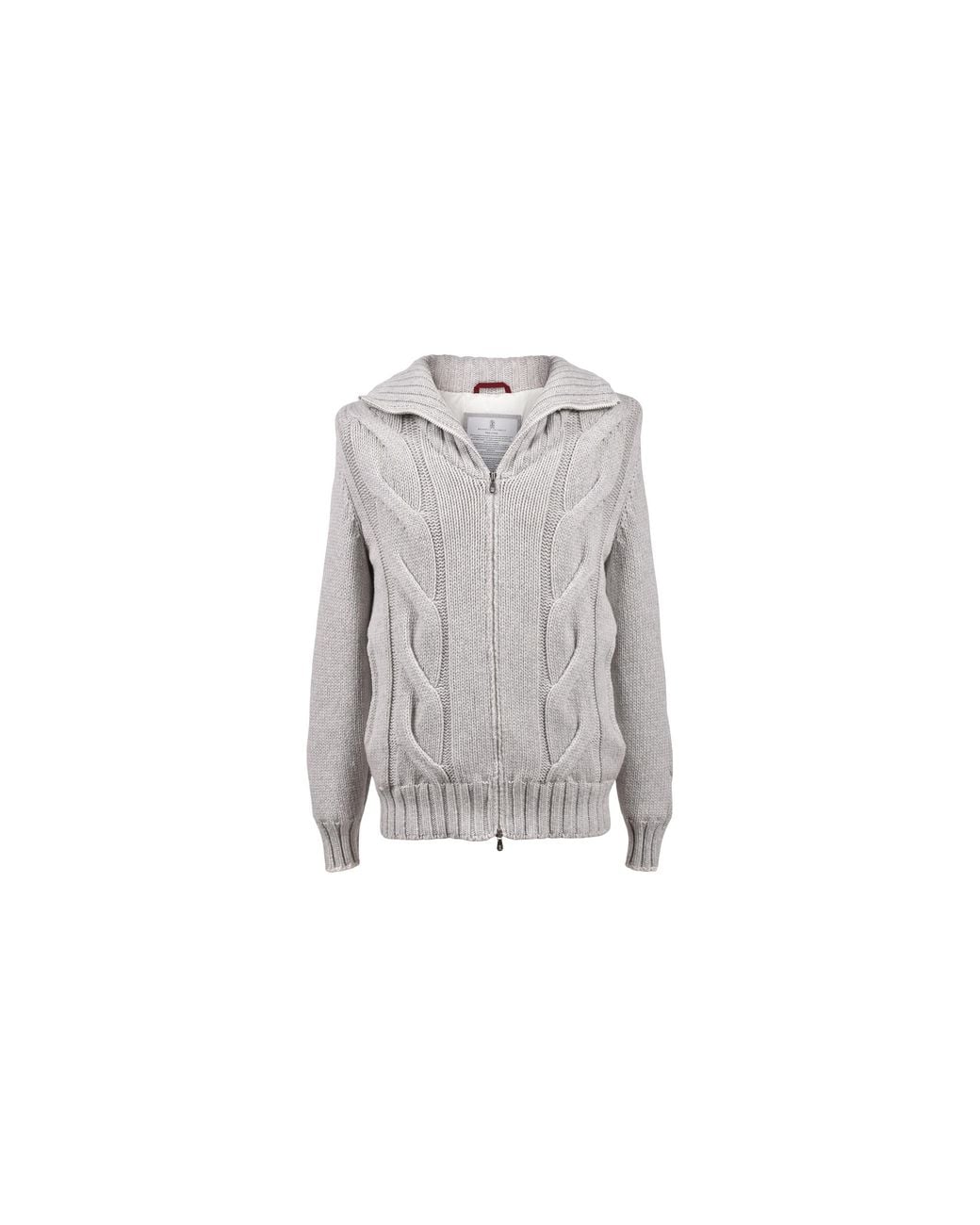 Brunello Cucinelli Black Wool Cable Knit Jacket "Fog" Brun2294" for men