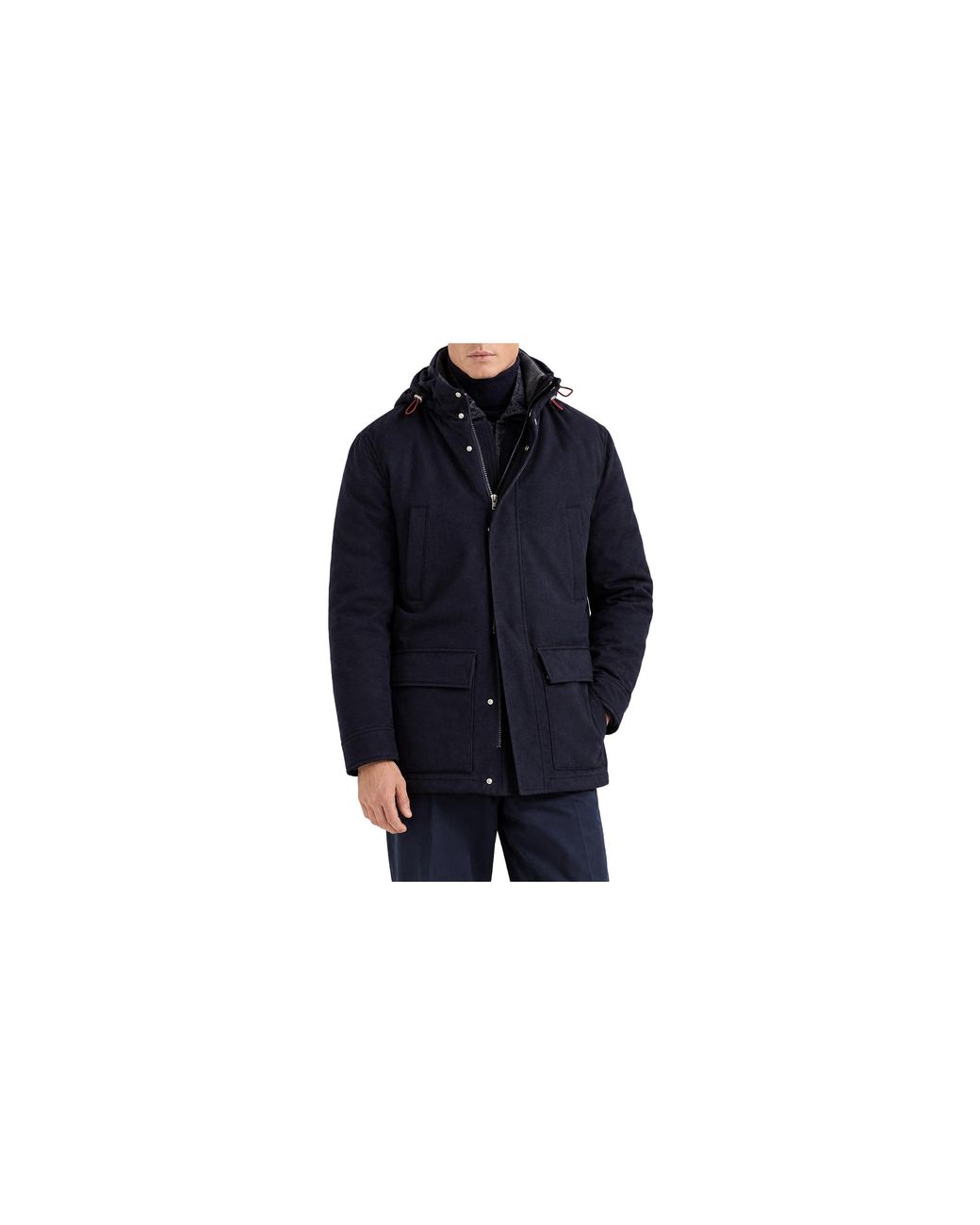 Brunello Cucinelli Blue Wool Hooded Jacket Brun2351" for men