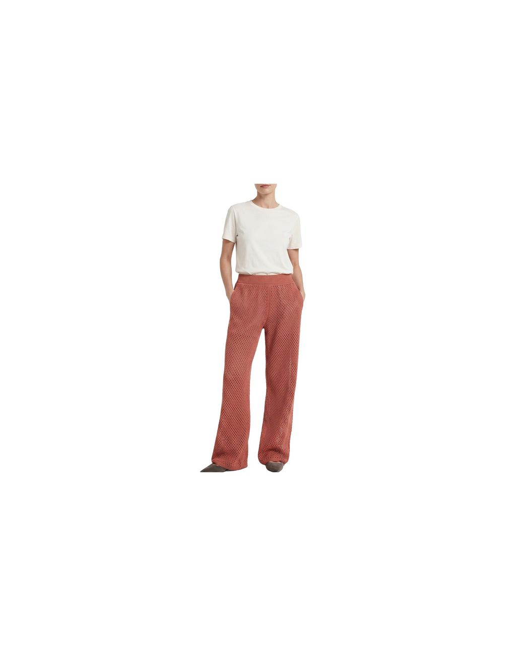 Brunello Cucinelli Black Relaxed Knit Trousers "Rust" Brun1638"