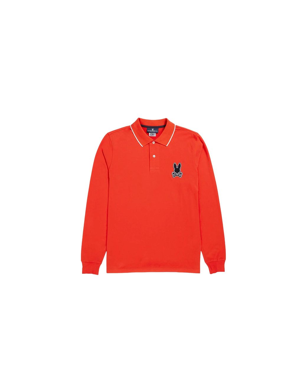 Psycho Bunny Red Patchin Chenille Bunny L/S Polo Shirt B6M892U1Pc Res" for men