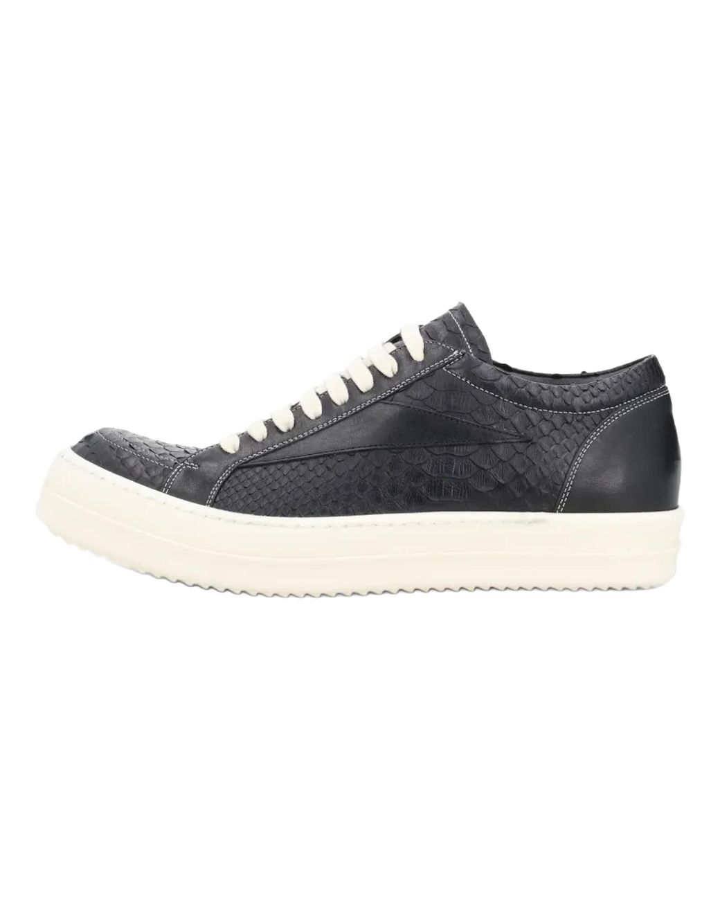Rick Owens Black Vintage Low "Embossed Python Milk" Rr01F2897 Lbhpyx 991" for men