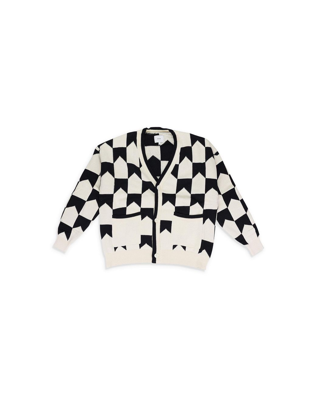 Rhude Black Chevron Checkered Knit Cardigan /Cream" Rhss24Ca01837273 Blc" for men