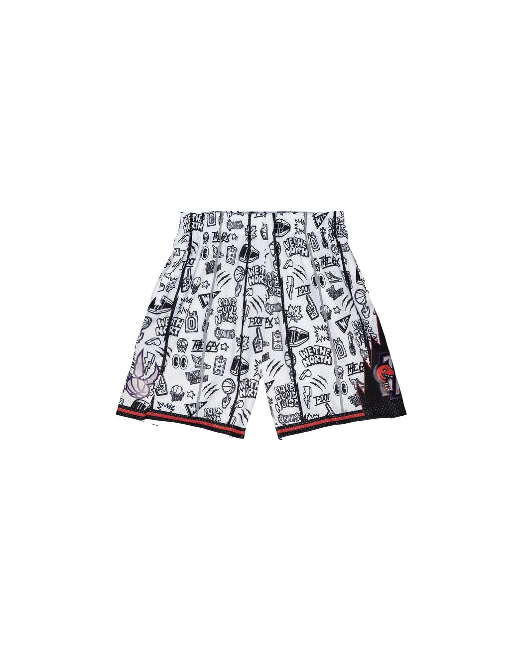 Mitchell & Ness Black Doodle Swingman Shorts "Nba Toronto Raptors 1998" Pfsw1267 Tra98Pppptwh" for men