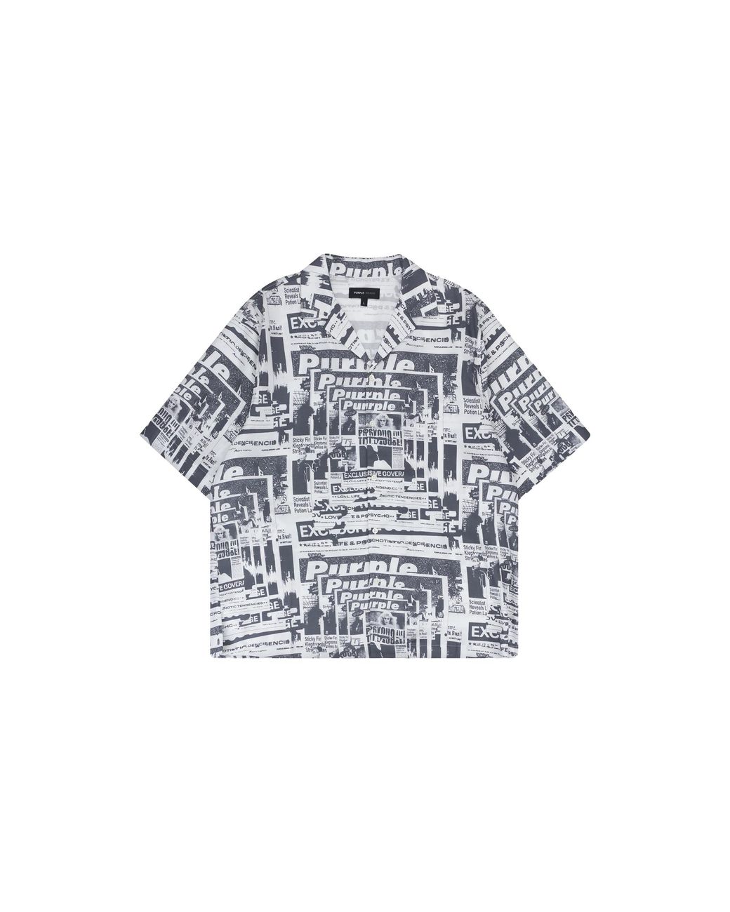Purple Brand Black Lyocell Short-Sleeve Tabloid Camp Shirt P346 Lbwt225" for men