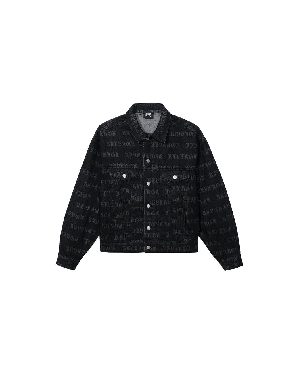 REVENGE Black All Over Logo Denim Jacket Rev0131" for men