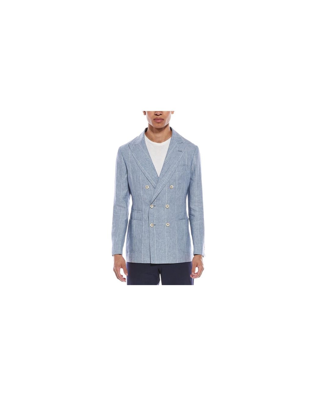 Brunello Cucinelli Black Linen Double Breasted Blazer "Celeste" Brun1191" for men