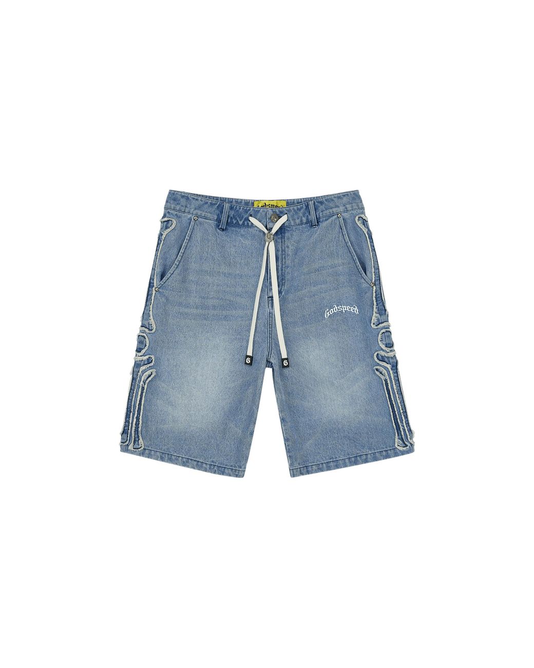 GODSPEED NEW YORK Black Femur Frayed Denim Shorts Gs910" for men