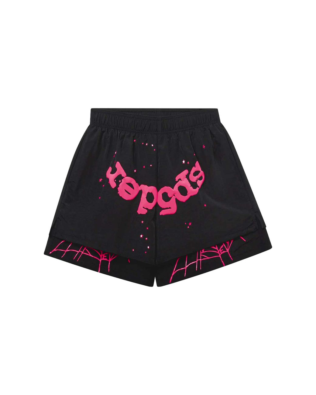 Sp5der Black Og Web Double Layer Shorts 729" for men