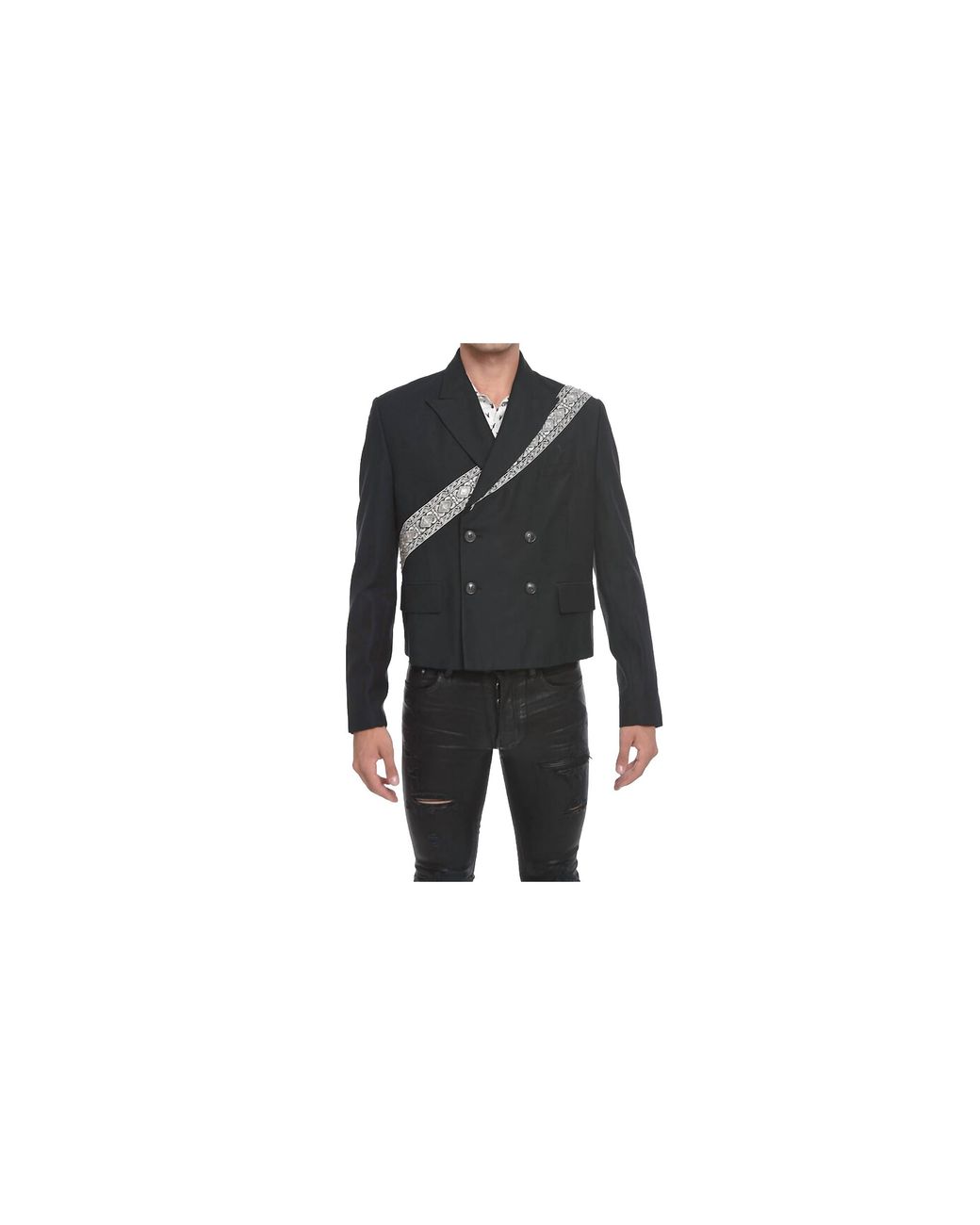 Amiri Black Double Breasted Guitar Jacket Yom12177Wv Blk" for men