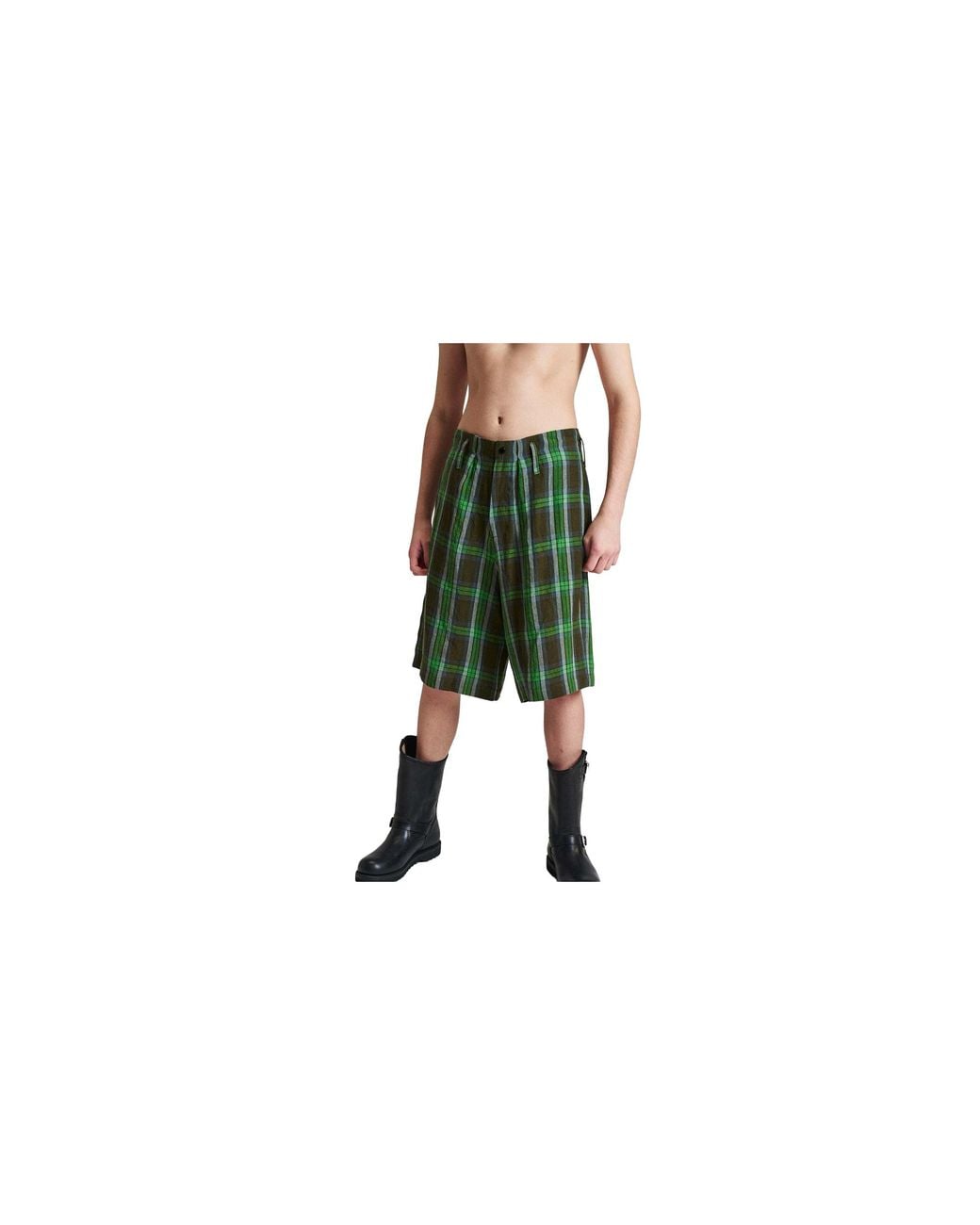 3MAN Black Linen Deck Shorts 103008" for men