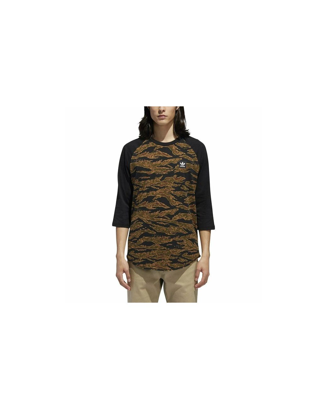 Adidas Black Camouflage Raglan T-Shirt "Camo Dh3910" for men