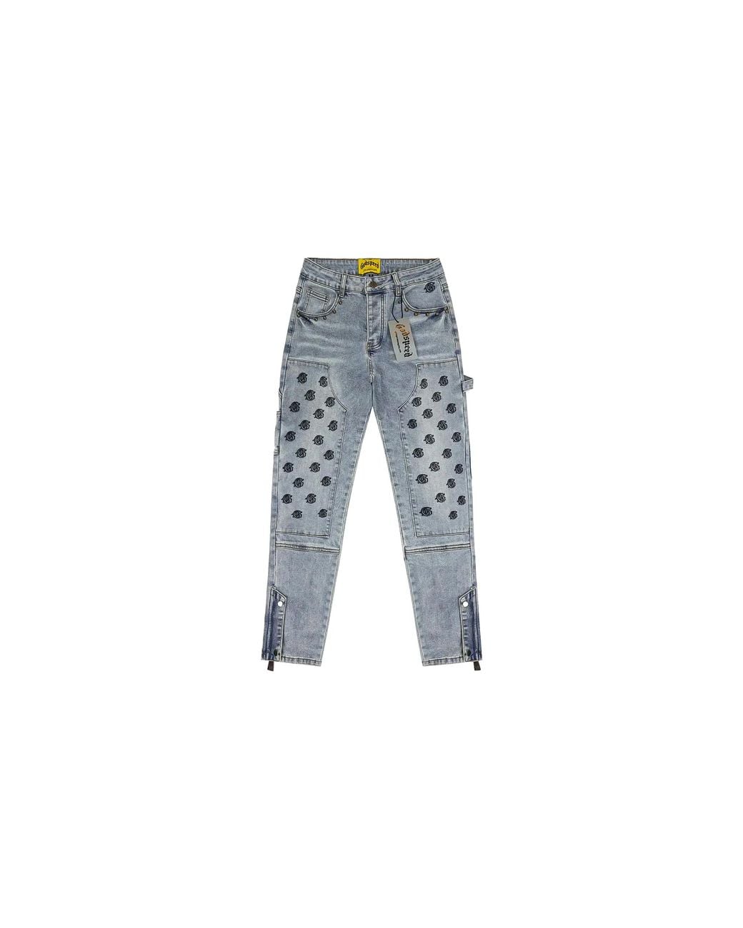 GODSPEED NEW YORK Black Repeating Logo Carpenter Jeans "Light Wash" Gs797" for men
