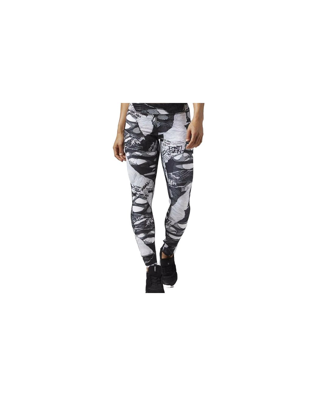 Reebok Black Dance Shredded Punk Tights S93771"