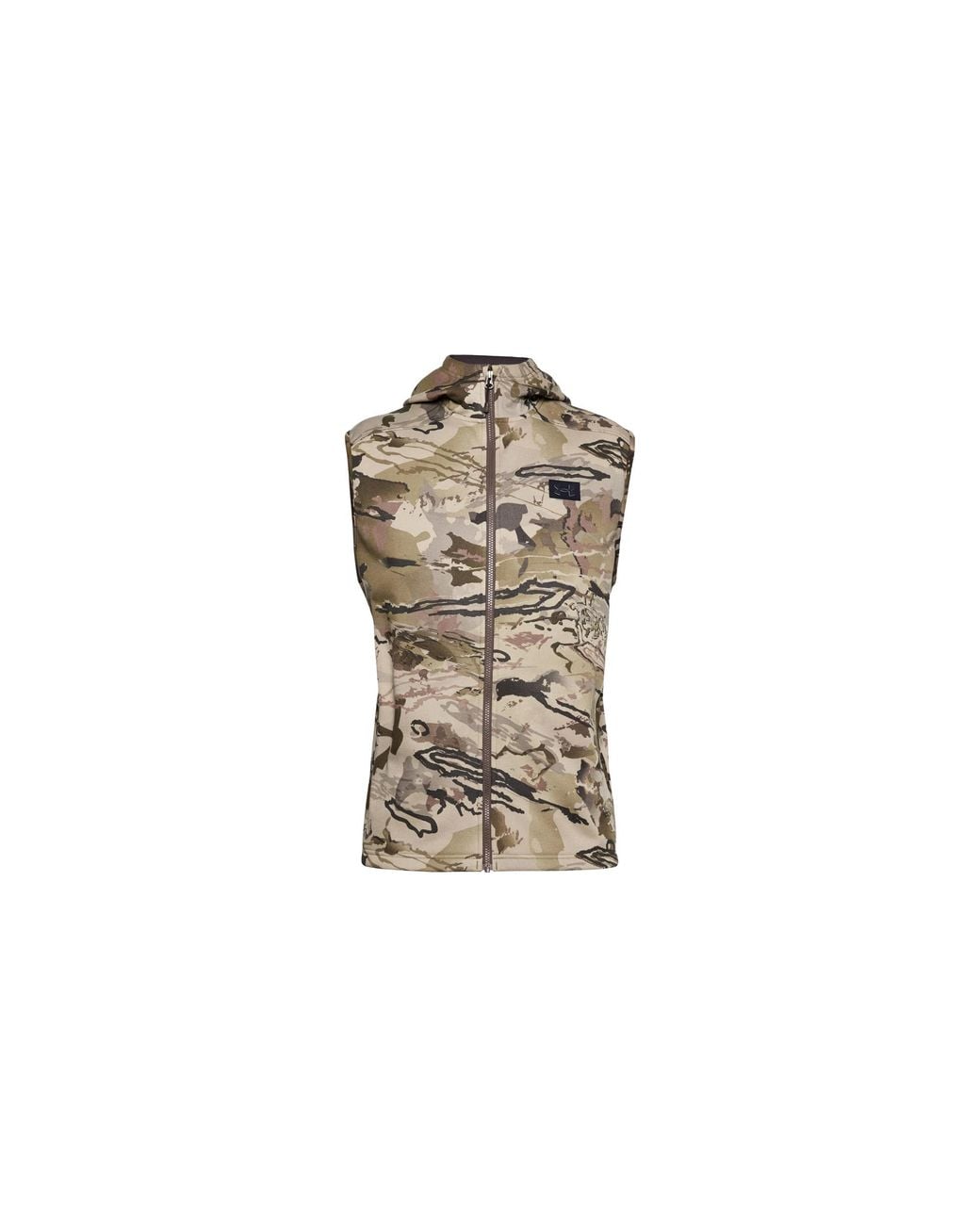 Under Armour Black Rut Fleece Vest Hoodie "Barren Camo Afs 1356288 999" for men