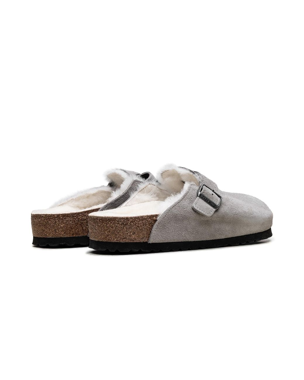 Birkenstock Black Boston Shearling Suede Leather "Boston Shearling Stone Coin" 1017650" for men