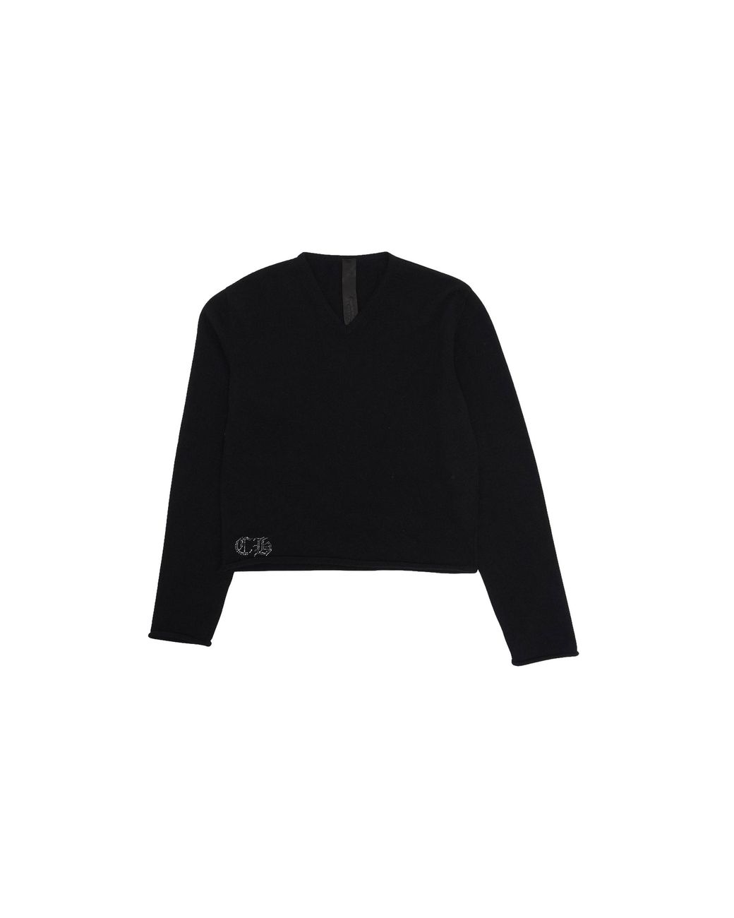 Chrome Hearts Black Rhinestone Hairy Cross Cashmere V-Neck Sweater Wmn Chrm1782"