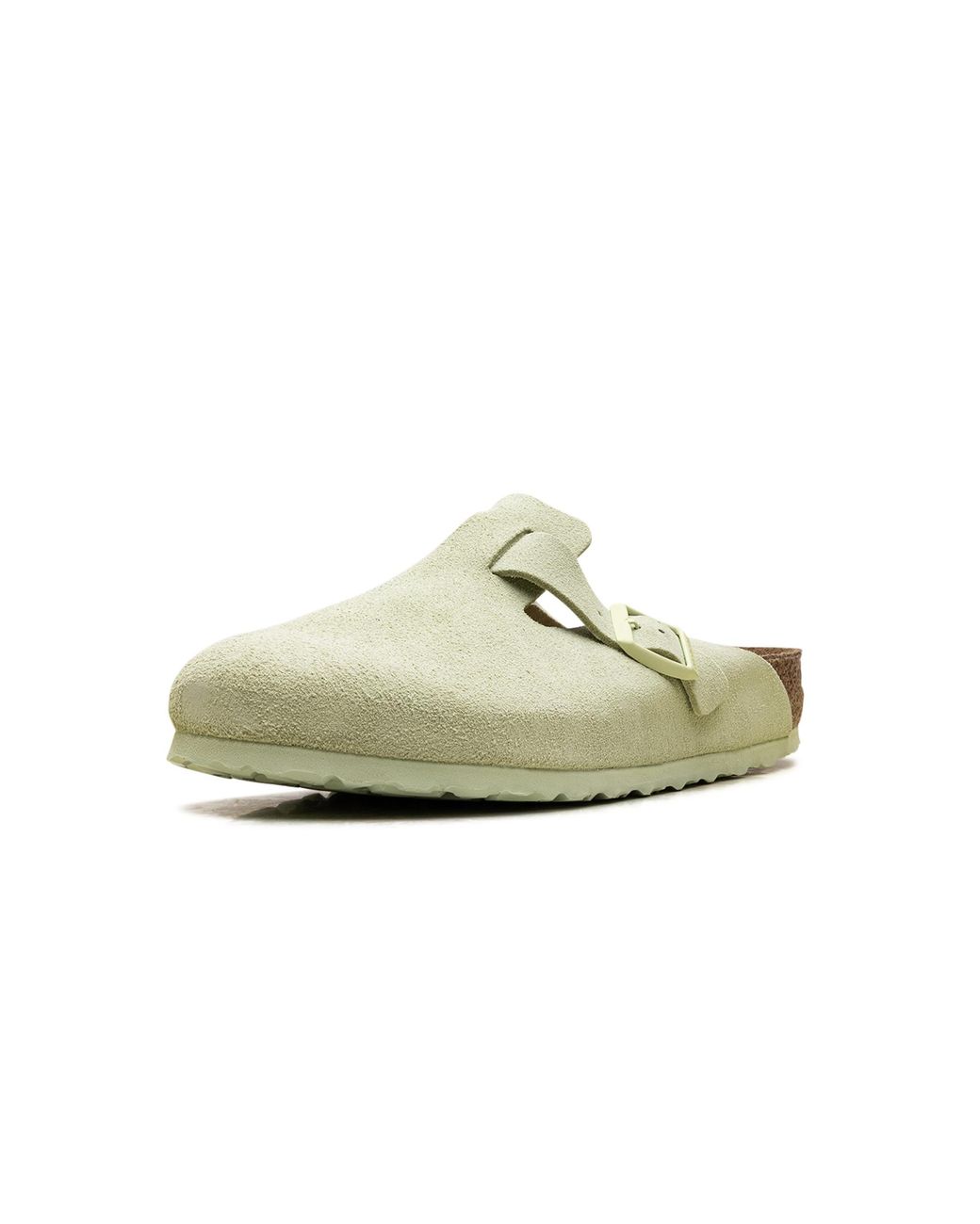 Birkenstock Black Boston Soft Footbed Suede Leather "Faded Lime for men