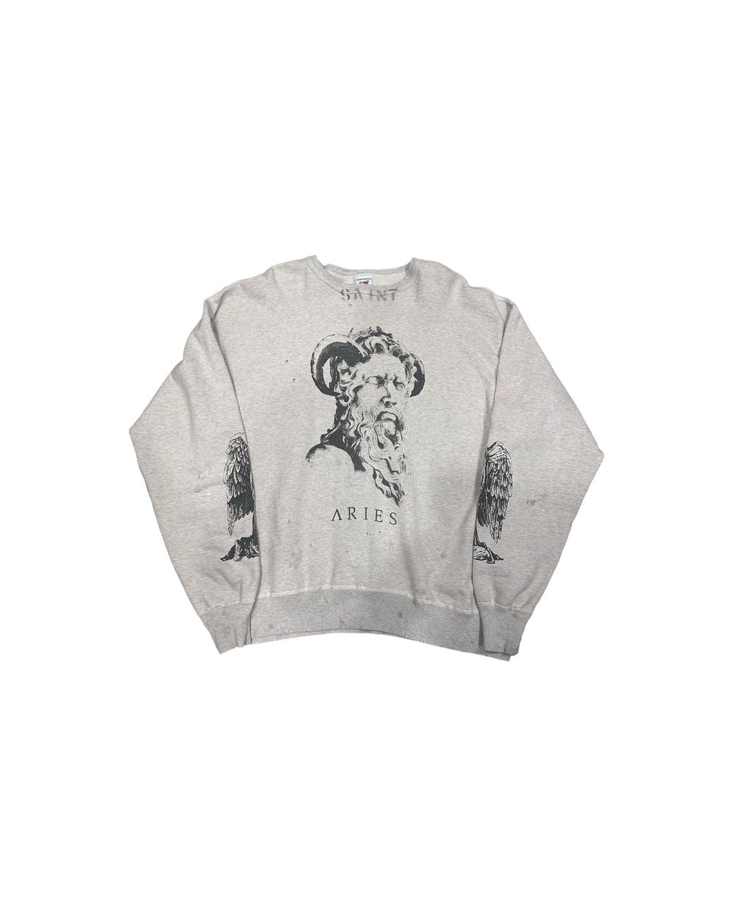 SAINT Mxxxxxx Black Aries Crewneck Sweatshirt "Cream" Sm A23 0000 C02" for men