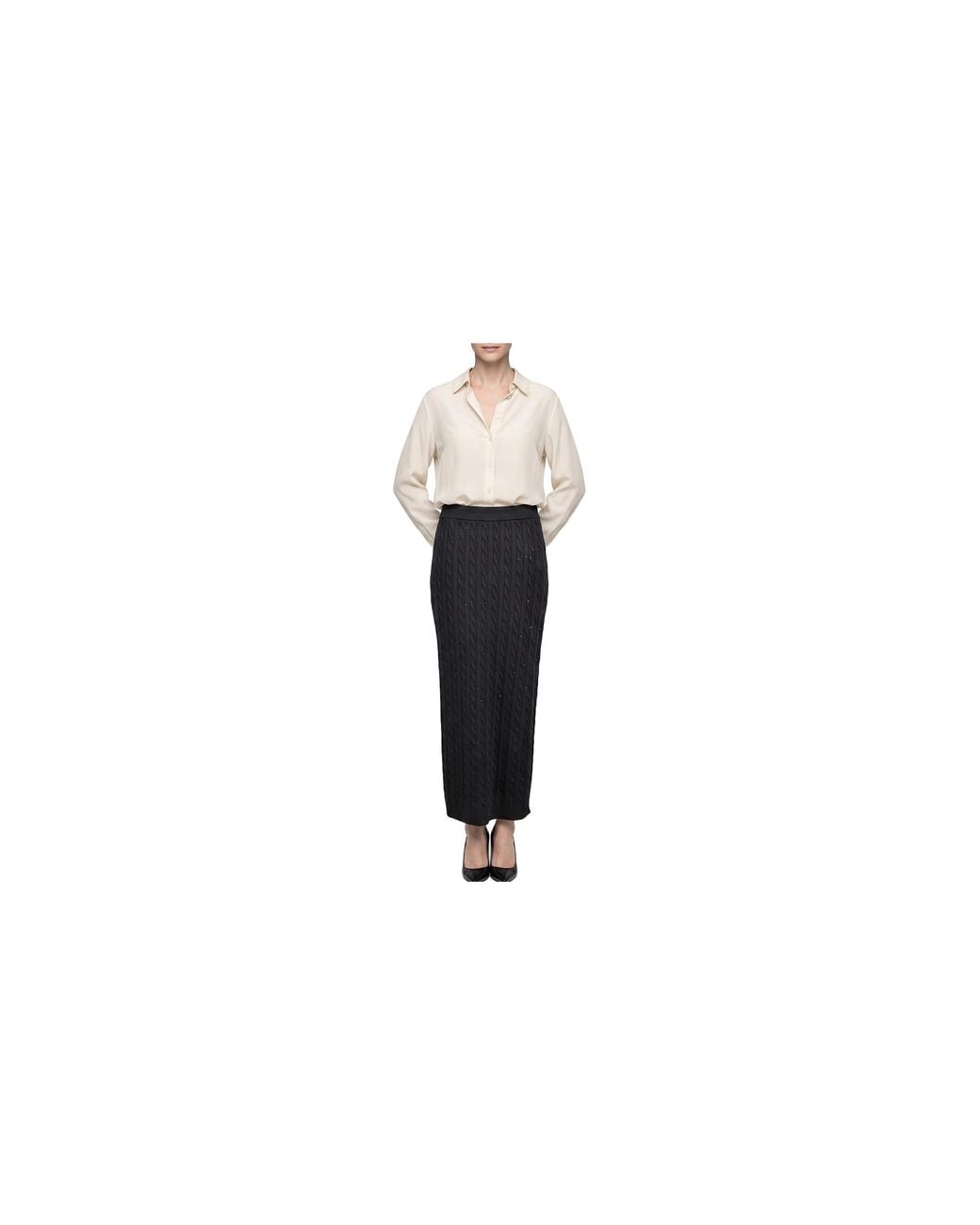 Brunello Cucinelli Black Cable Knit Skirt Brun2435"