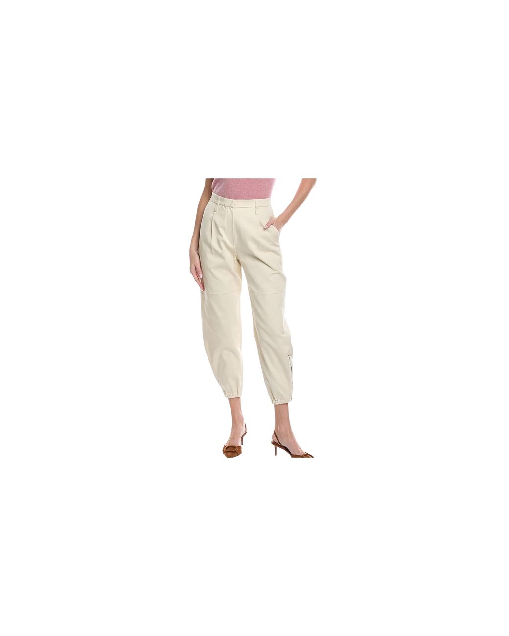 Brunello Cucinelli Black Tapered Trousers With Pleats "Cream" Brun257"