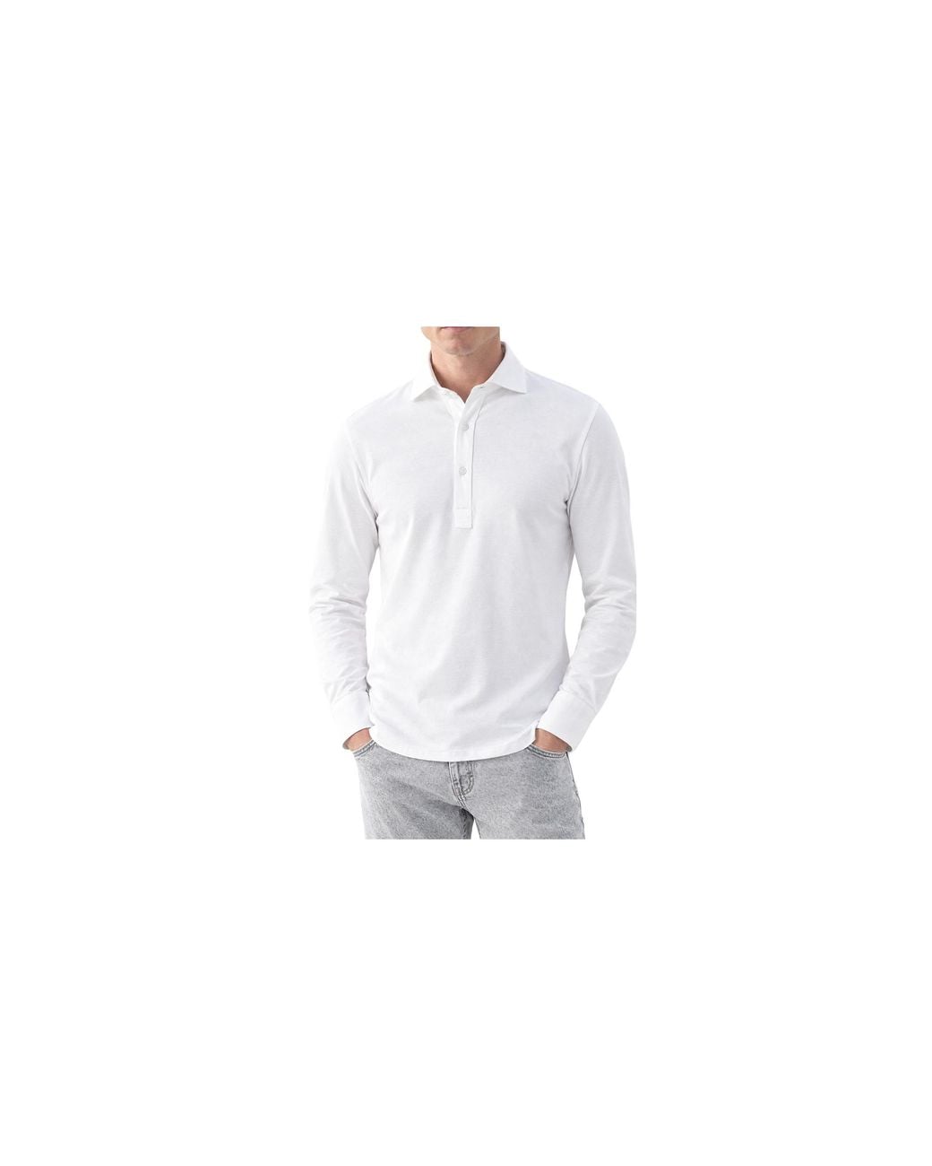 Brunello Cucinelli Black Long Sleeve Polo Shirt Brun2400" for men