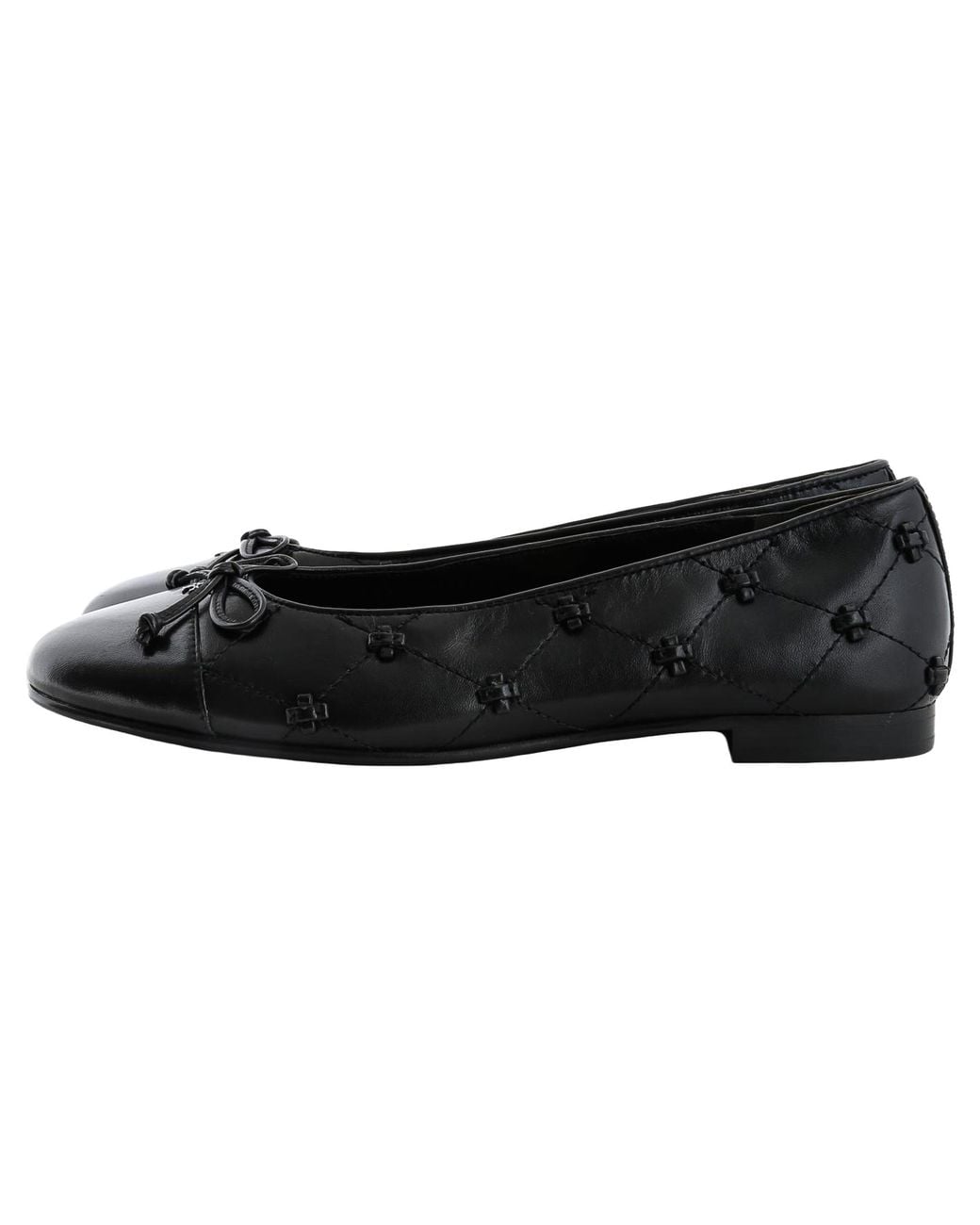 Tory Burch Black Cap-Toe Bunny Knot Ballet "Perfect" 187846 006"