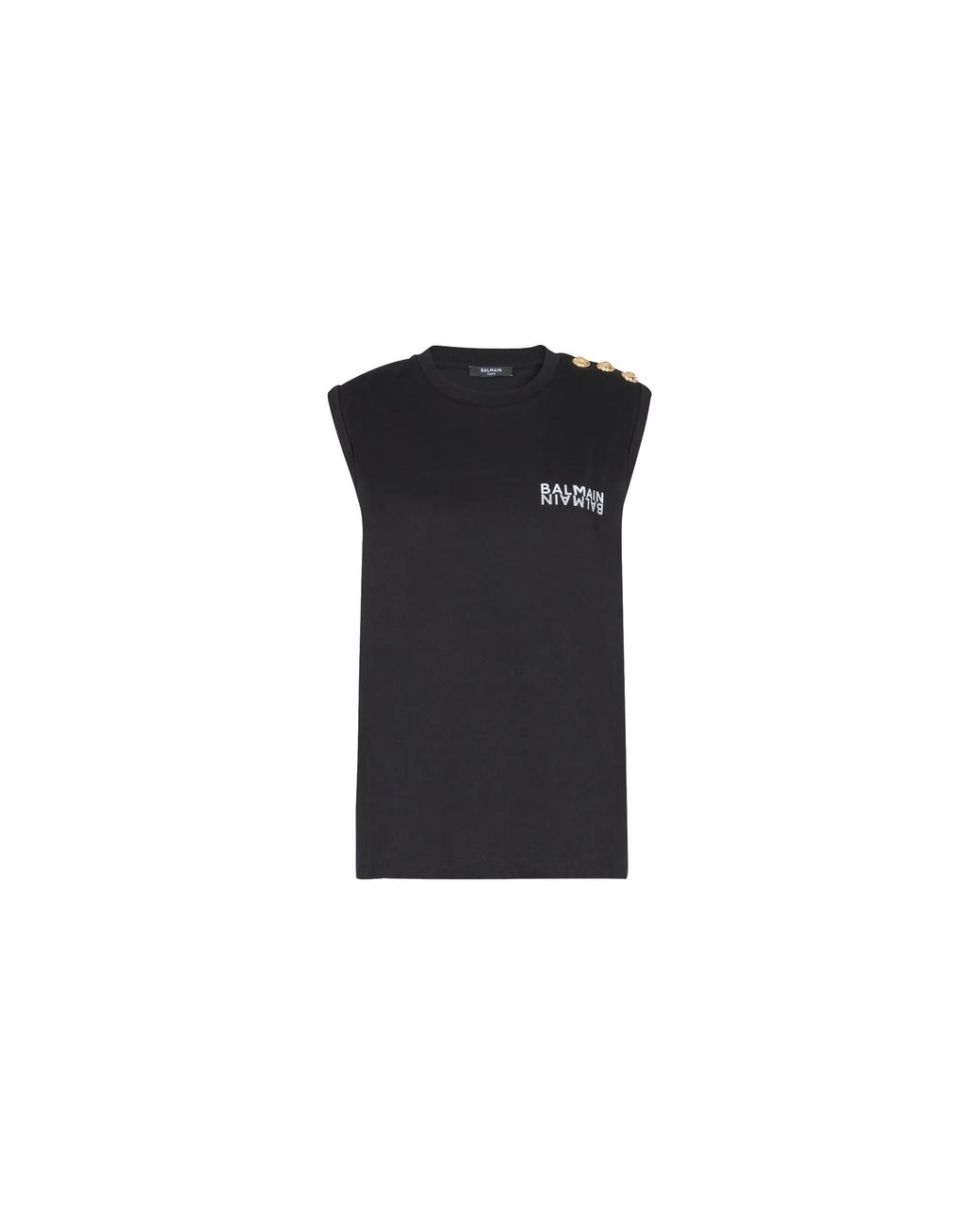 Balmain Black Logo-Detail Sleeveless Tank Top Ef6Ed002Bb04 Eab"