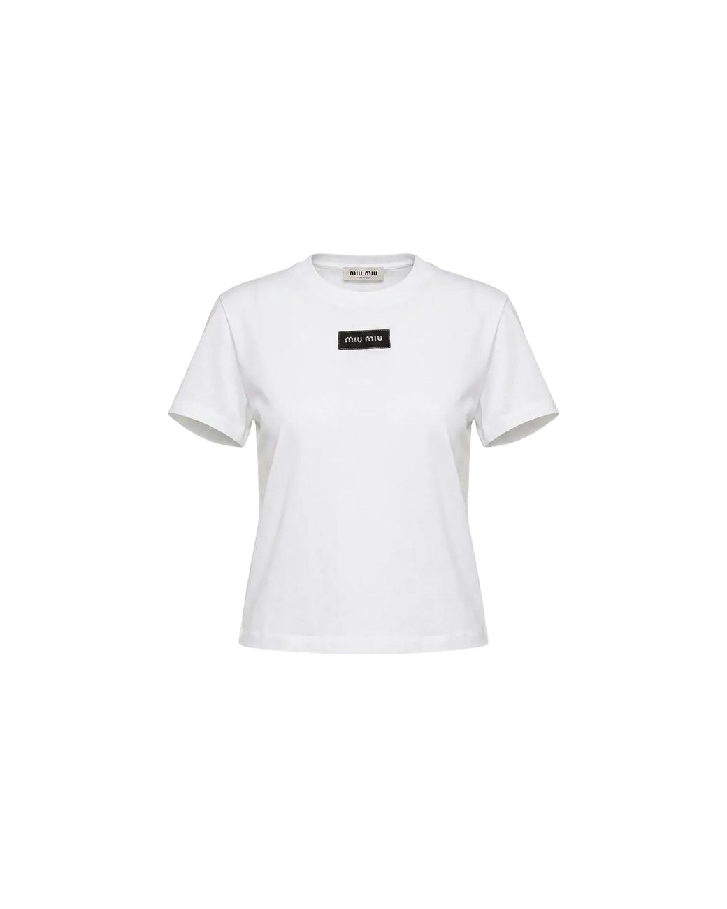 Miu Miu Black Logo Jersey T-Shirt Mjna45 6398 F0009"