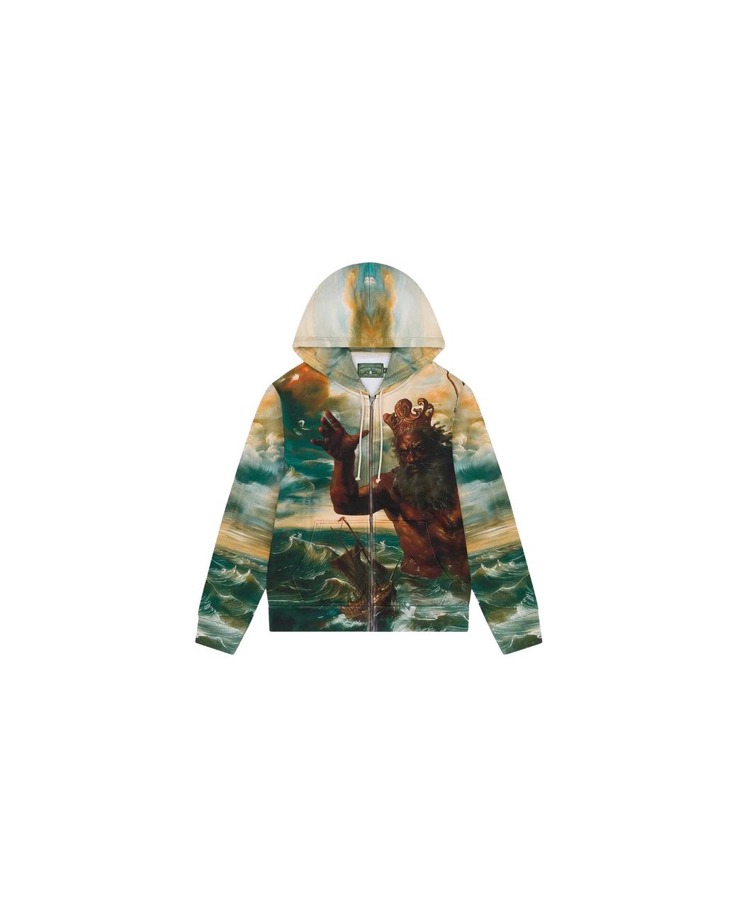 DENIM TEARS Green Poseidon's Revenge Zip Up Hoodie Dt582" for men