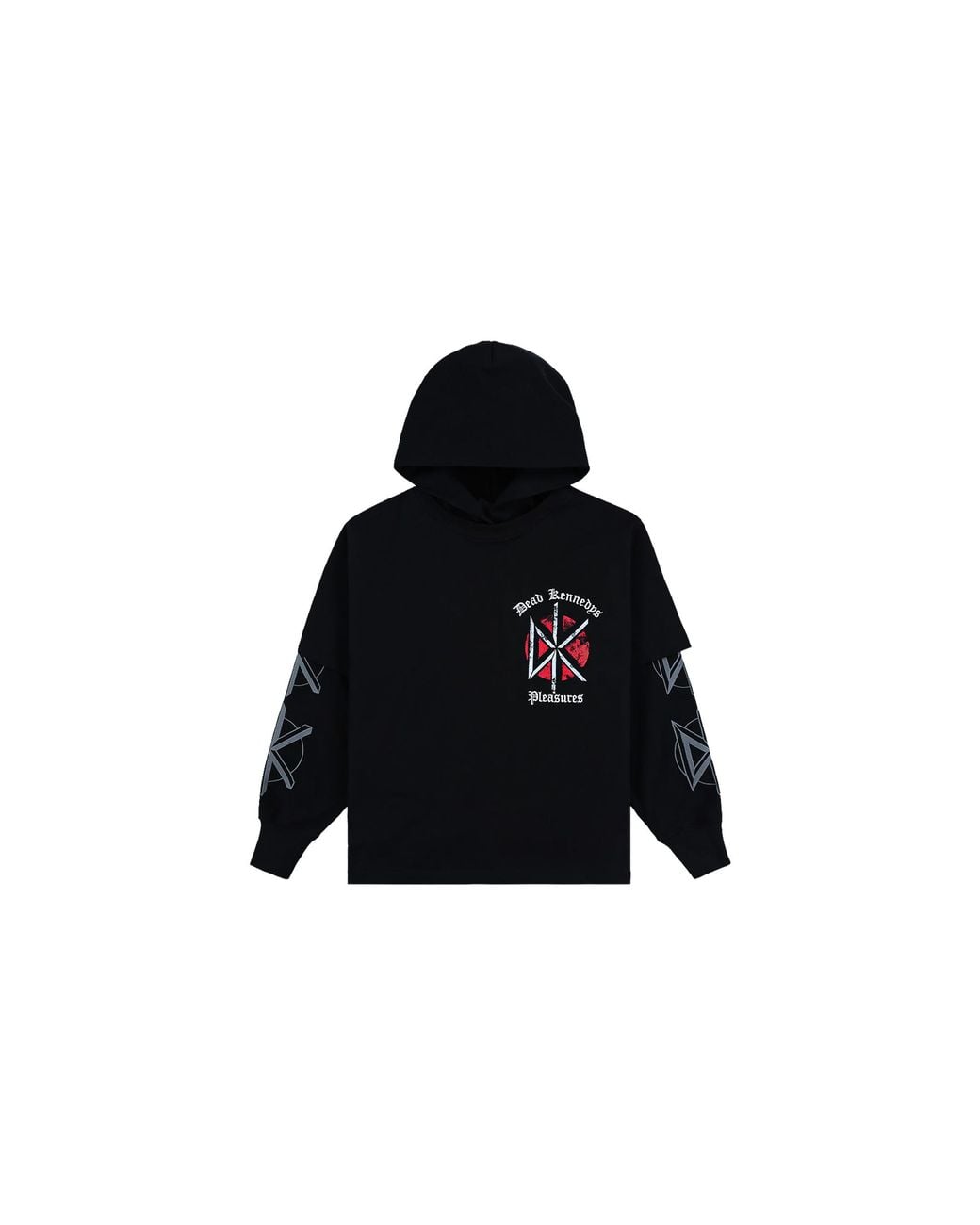 Pleasures Black Dead Kennedys Layered Pullover Hoodie P26Fdk002" for men