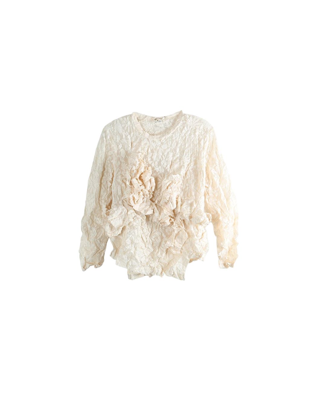 Comme des Garçons Black Lace Ruffled T-Shirt "Ivory" Gq T020 051 Ivory"