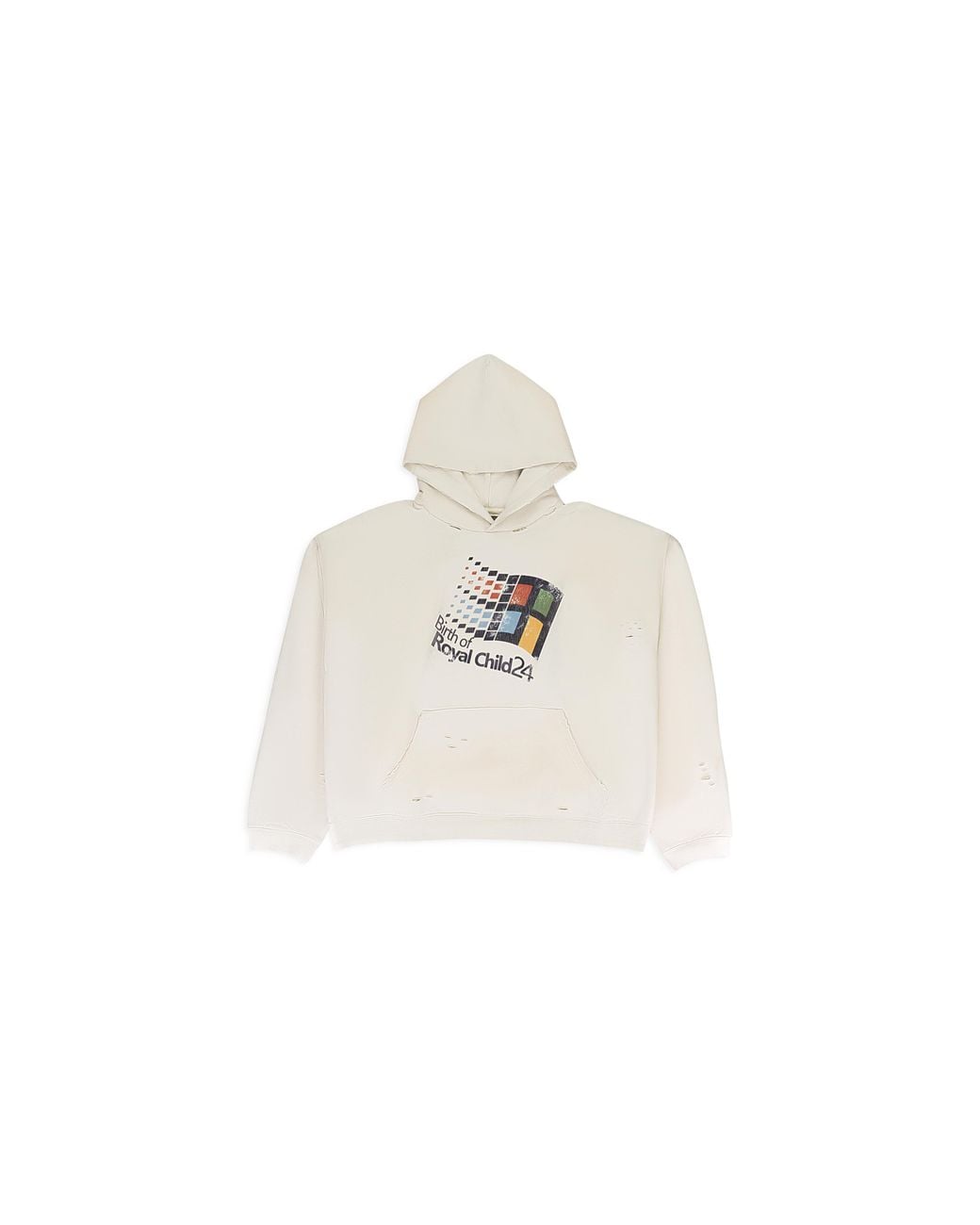 BIRTH OF ROYAL CHILD Black “Windows24“ Retro Distressed Hoodie Bc24Fwha06" for men