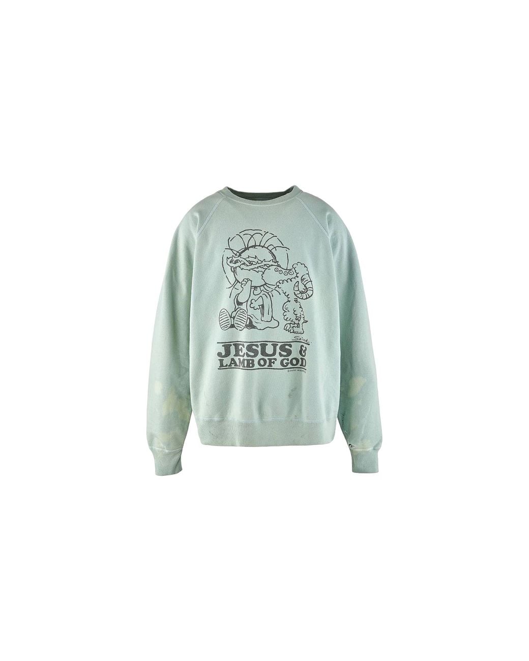 SAINT Mxxxxxx Green Jesus Crew Neck Sweatshirt Sm A23 0000 024" for men