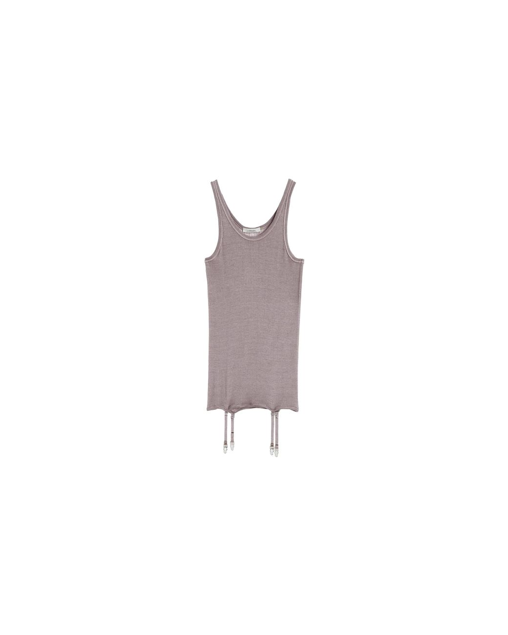 Lemaire Black Seamless Rib Tank Top "Misty Mauv" To1367 Lk1017 Pu813"
