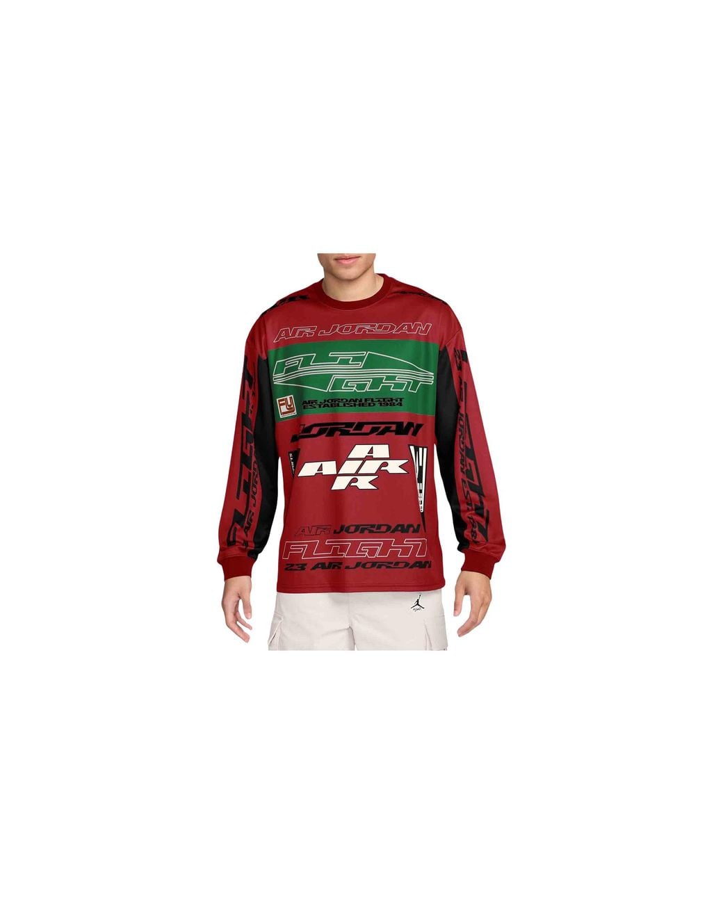 Nike Red Mvp Printed Long-Sleeve Top "Gym Lucky Fv7239 687" for men