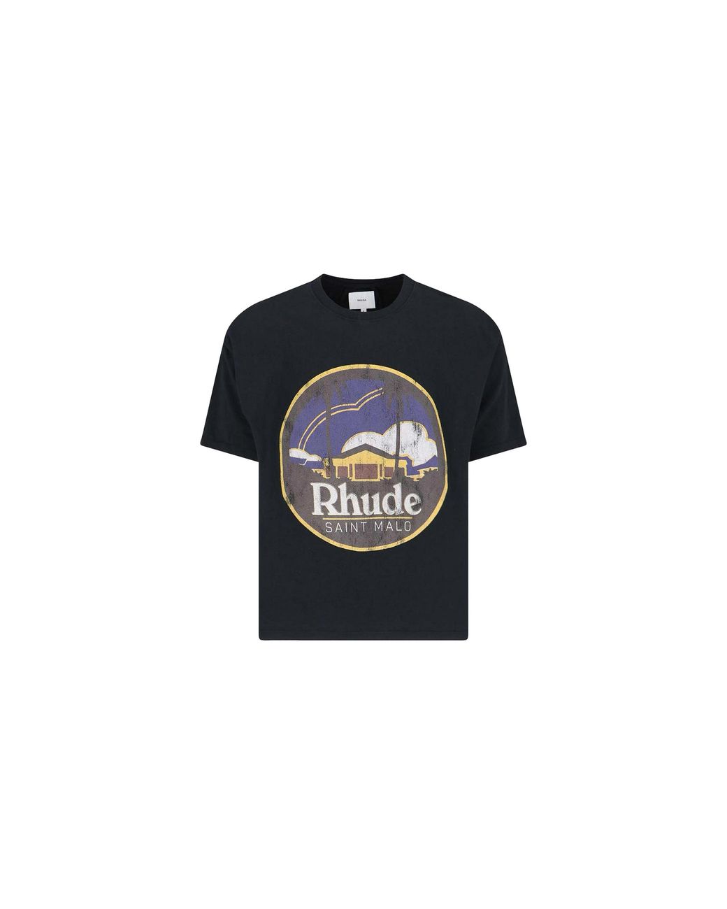 Rhude Black Saint Malo T-Shirt "Vintage" Rhss24Tt170126100610" for men