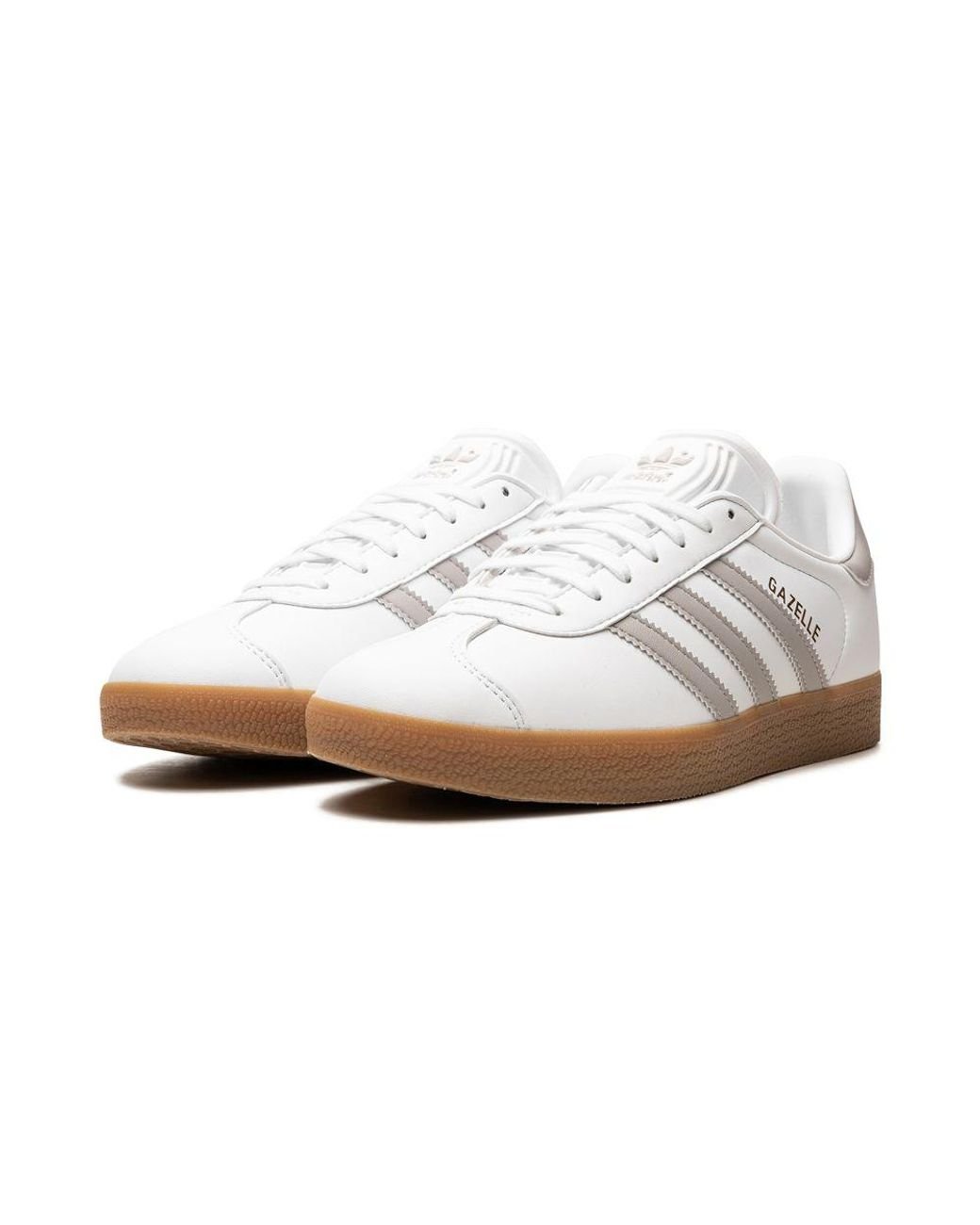 Adidas gazelle trainers grey/white/gum sales