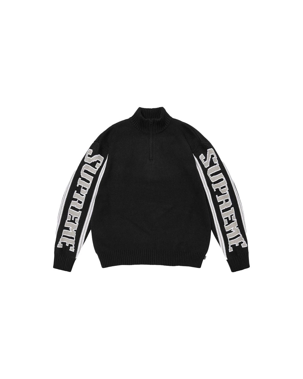 Supreme Black Jaquard Sleeve Half Zip Sweater "Fw26