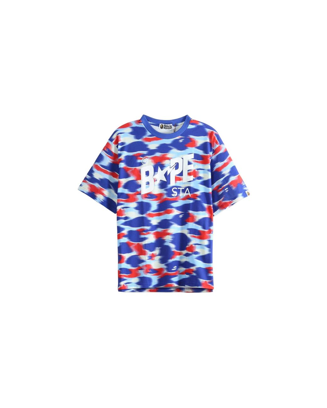 A Bathing Ape Black Screen Camo Sta Logo Relaxed Fit T-Shirt 1M30109304 Blu" for men