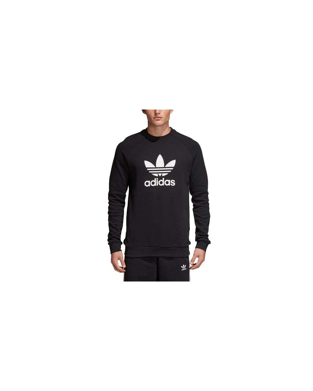 Adidas Black Trefoil Warm-Up Crew Cw1235" for men