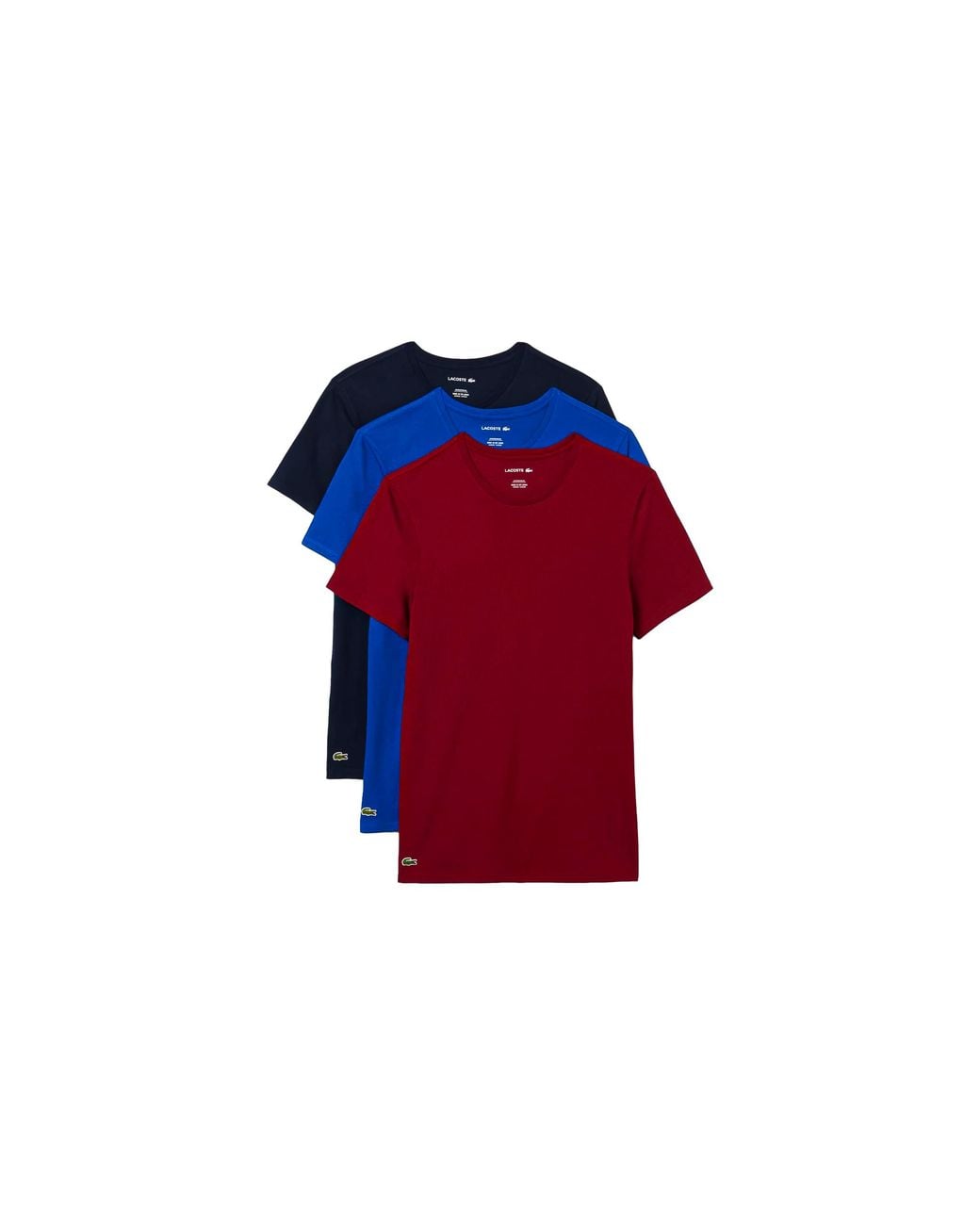 Lacoste Red 3-Pack Slim Fit Undershirts "Bordeaux Burgundy Cobalt Th2273 51 6Pm" for men